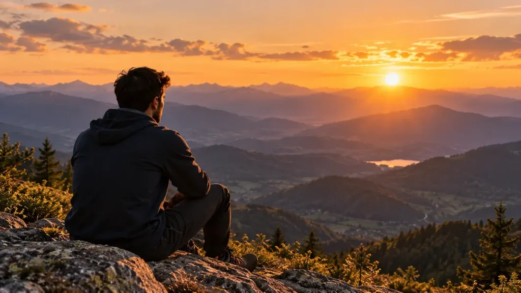 Mountain valleys at sunset